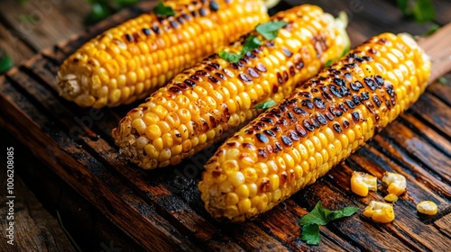 Grilled corn on the cob with golden char marks, showcasing a delicious summer BBQ 