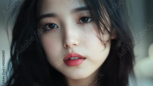 Wallpaper Mural Close-Up Slow Motion Portrait of Woman with Natural Light Torontodigital.ca