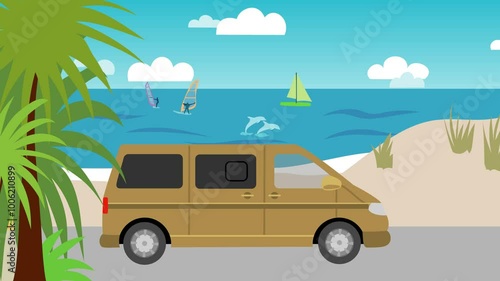 Animation: Travelling the world on holiday in a camper van to see the world