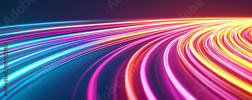 Colorful light trails on a dark background, creating vibrant effects.