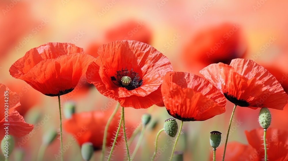 Obraz premium Vibrant Red Poppies in Bloom