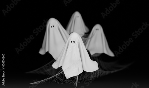 Spooky Ghosts Emerging from a Web photo