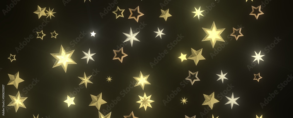 Festive Celestial Cascade: Mesmerizing 3D Illustration of Descending Christmas Stars Festive Celestial Cascade: Mesmerizing 3D Illustration of Descending Christmas Stars