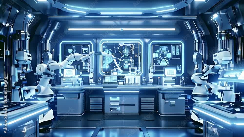Futuristic Laboratory with Robotic Arms and Advanced Technology Futuristic Laboratory with Robotic Arms and Advanced Technology