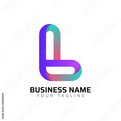 L abstract modern minimalist premium typography 3d colorful letter logo design template
