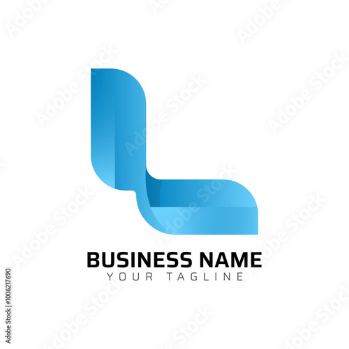 L abstract modern minimalist premium typography 3d colorful letter logo design template
