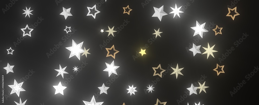 Falling Christmas Luminaries: Magnificent 3D Illustration Showcasing Falling Holiday Celestial Bodies Falling Christmas Luminaries: Magnificent 3D Illustration Showcasing Falling Holiday Celestial Bodies