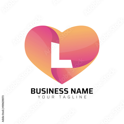 L abstract modern minimalist premium typography 3d colorful letter logo design template
