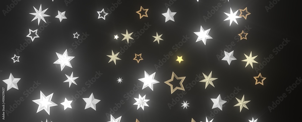 Falling Christmas Luminaries: Magnificent 3D Illustration Showcasing Falling Holiday Celestial Bodies Falling Christmas Luminaries: Magnificent 3D Illustration Showcasing Falling Holiday Celestial Bodies