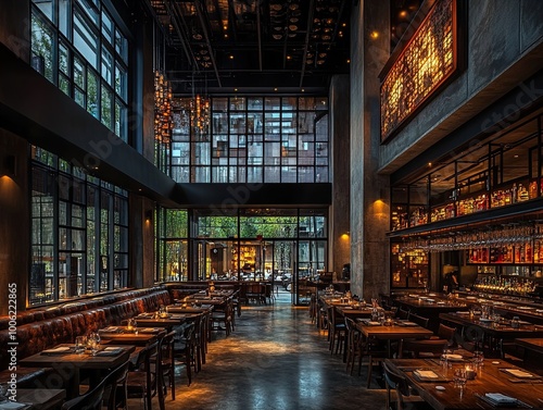 Modern Restaurant Interior Design with Industrial Chic Elements