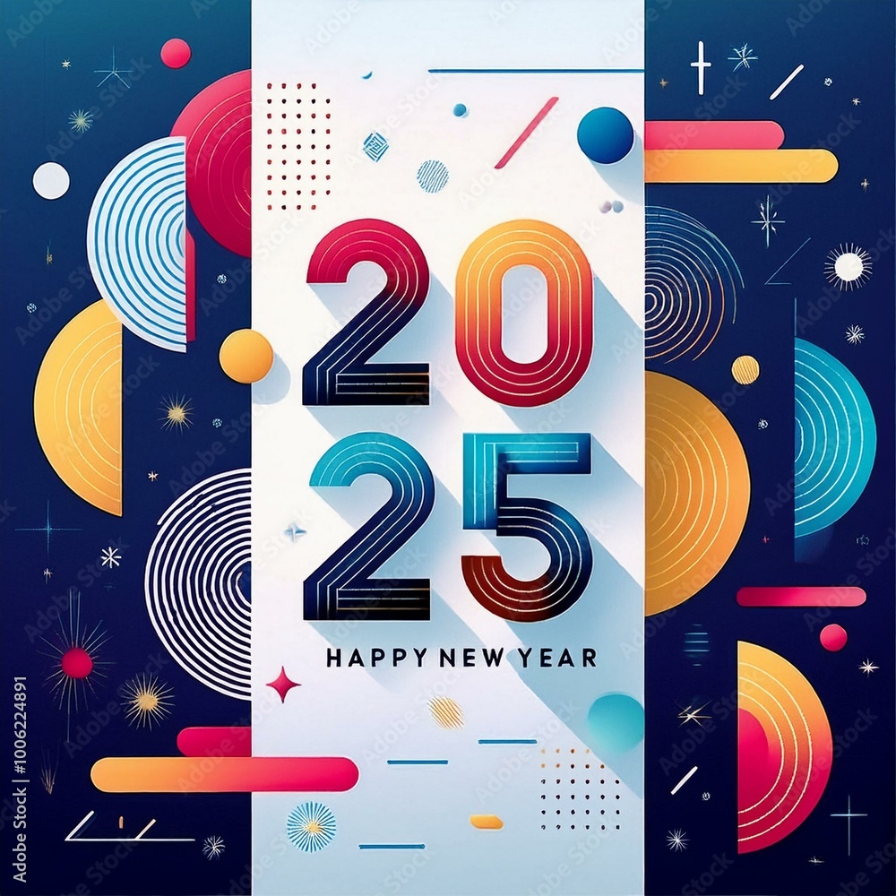 Obraz premium 2025 number white font dark blue background