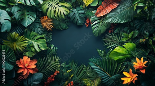 Tropical jungle background with copy space for text or image