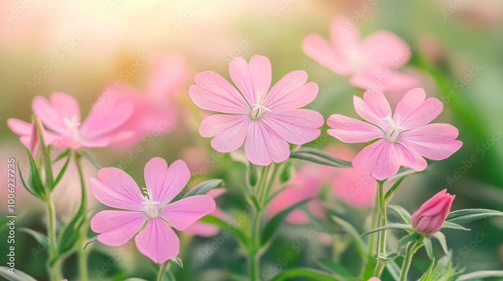 Soft Pink Flowers in Bloom Under Gentle Light Soft Pink Flowers in Bloom Under Gentle Light