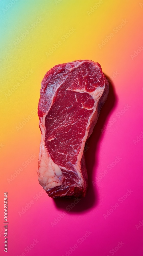 Raw red meat steak on gradient background Raw red meat steak on gradient background