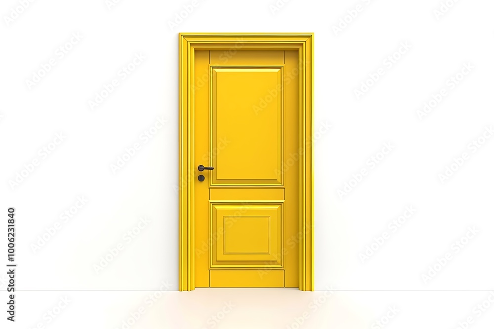 Modern yellow room door isolated on white background Modern yellow room door isolated on white background