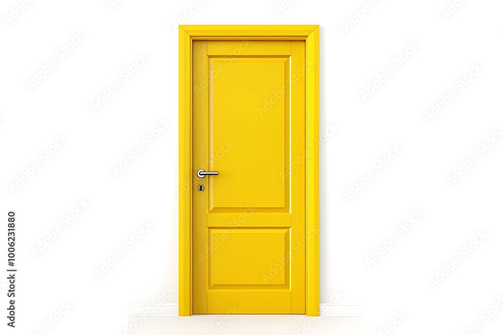 Modern yellow room door isolated on white background Modern yellow room door isolated on white background