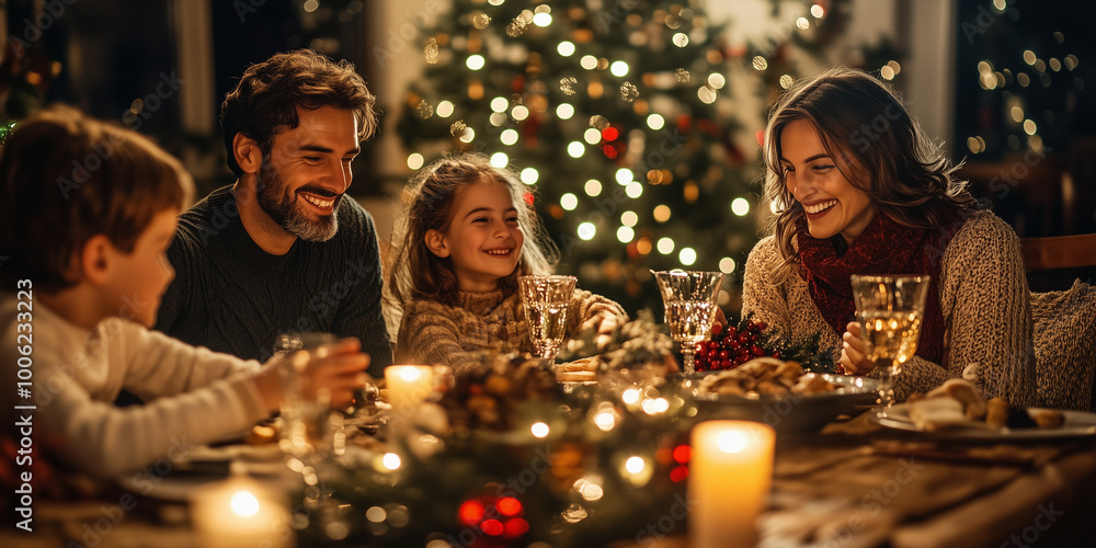 Italian family having Christmas dinner Italian family having Christmas dinner