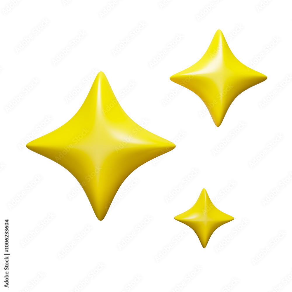 gold sparkle star set set collection on white background. Cute realistic cartoon, glossy yellow four pointed shining stars concepts for magic sparkling decoration, web, game, app. 3d render gold sparkle star set set collection on white background. Cute realistic cartoon, glossy yellow four pointed shining stars concepts for magic sparkling decoration, web, game, app. 3d render