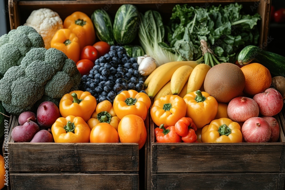 Fresh Produce in Wooden Crates Fresh Produce in Wooden Crates