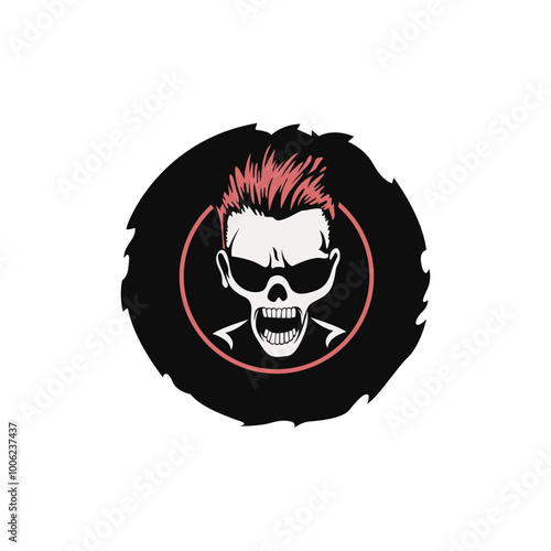 Logo design of skull with glasses.