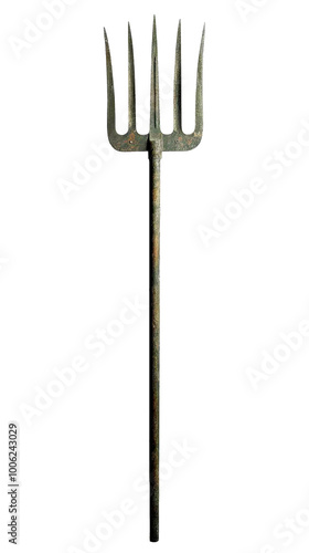 Obraz na plátně A rustic pitchfork rests isolated on a white transparent  background PNG