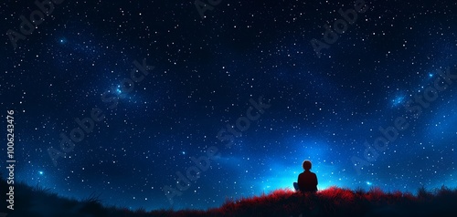 A person gazing at a night sky full of stars, symbolizing the promise of endless possibilities photo