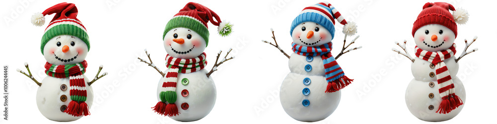 Christmas snowmen in a hat on a transparent background Christmas snowmen in a hat on a transparent background