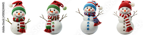 Christmas snowmen in a hat on a transparent background