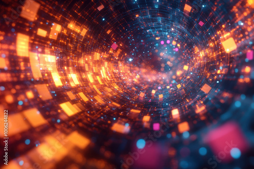 Futuristic Data Stream at Night