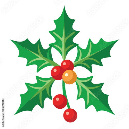 Christmas Mistletoe illustration on white background.