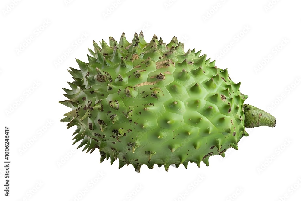 Green and spiky with brown spots on the skin, isolated against Green and spiky with brown spots on the skin, isolated against