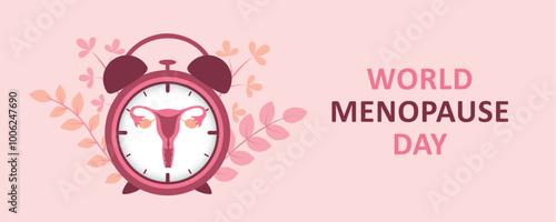 world menopause day female reproductive system in the ringing alarm clock vector illustration