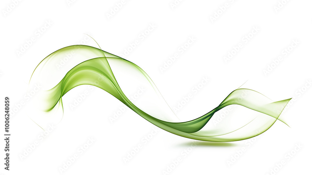 Abstract green curve isolated on white and transparent background Abstract green curve isolated on white and transparent background
