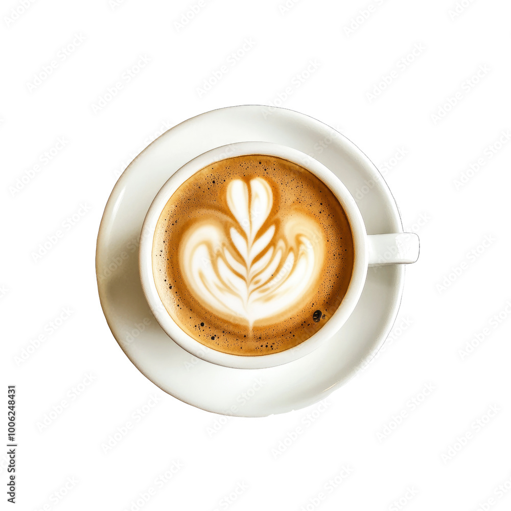 Top View of a Cup of Coffee with Latte Art Top View of a Cup of Coffee with Latte Art