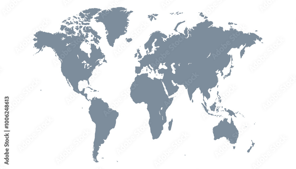 Naklejka premium World map. Grey modern vector map. Silhouette map.