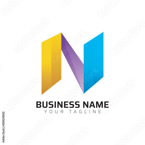 Free Download N abstract modern minimalist premium typography 3d colorful letter logo design template
 - GFXLoad