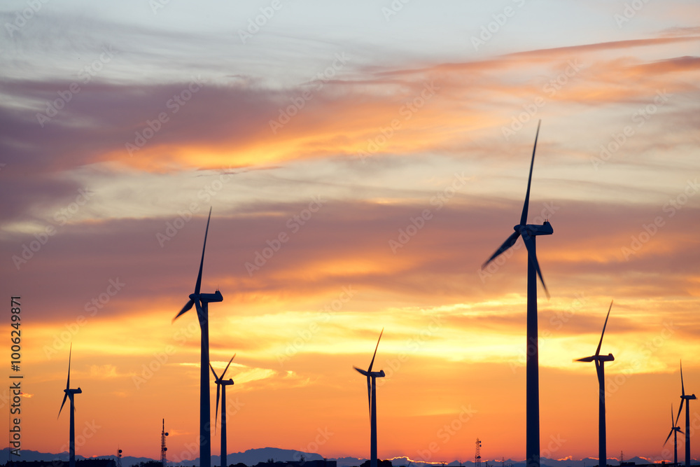 Obraz premium Wind turbine generators for clean electricity production