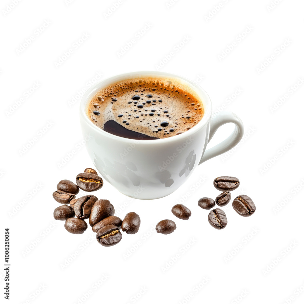 Cup of Coffee with Coffee Beans Cup of Coffee with Coffee Beans