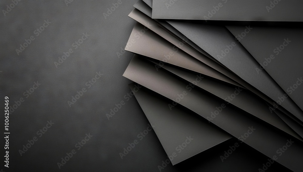 Black Grunge Background with Three-Dimensional Folded Paper Shapes: Simple and Minimalistic Flat Lay, Top View Black Grunge Background with Three-Dimensional Folded Paper Shapes: Simple and Minimalistic Flat Lay, Top View
