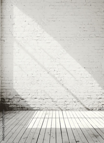 Cream Brick Wall Backdrop with Floor