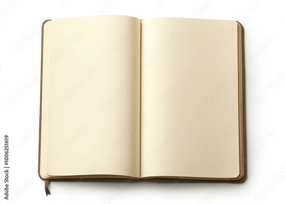 Open Notebook with Aged Pages and Brown Cover Open Notebook with Aged Pages and Brown Cover