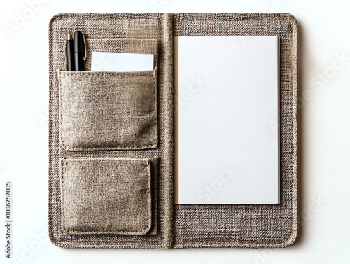 Beige Notepad with Blank White Paper