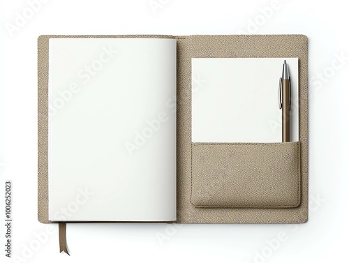 Beige Notepad with Blank White Paper