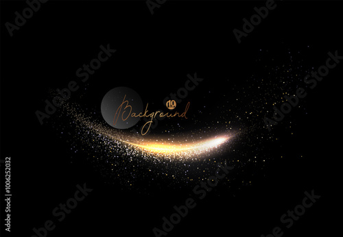 Isolated arc with flash and small tinsel on black background.