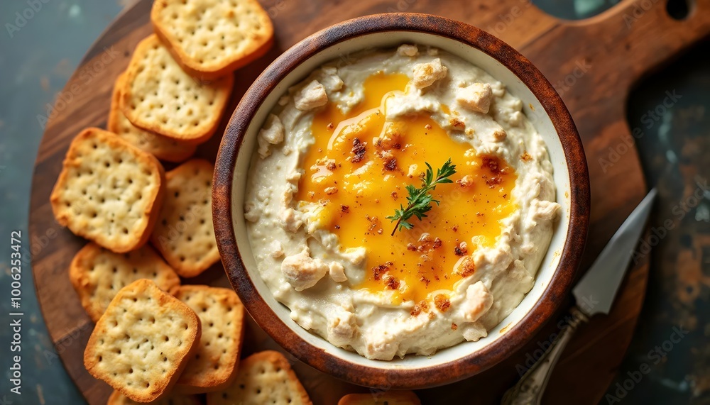 Creamy Cajun Crab Dip with Crackers and a Spicy Drizzle (Cajun Cuisine) Creamy Cajun Crab Dip with Crackers and a Spicy Drizzle (Cajun Cuisine)