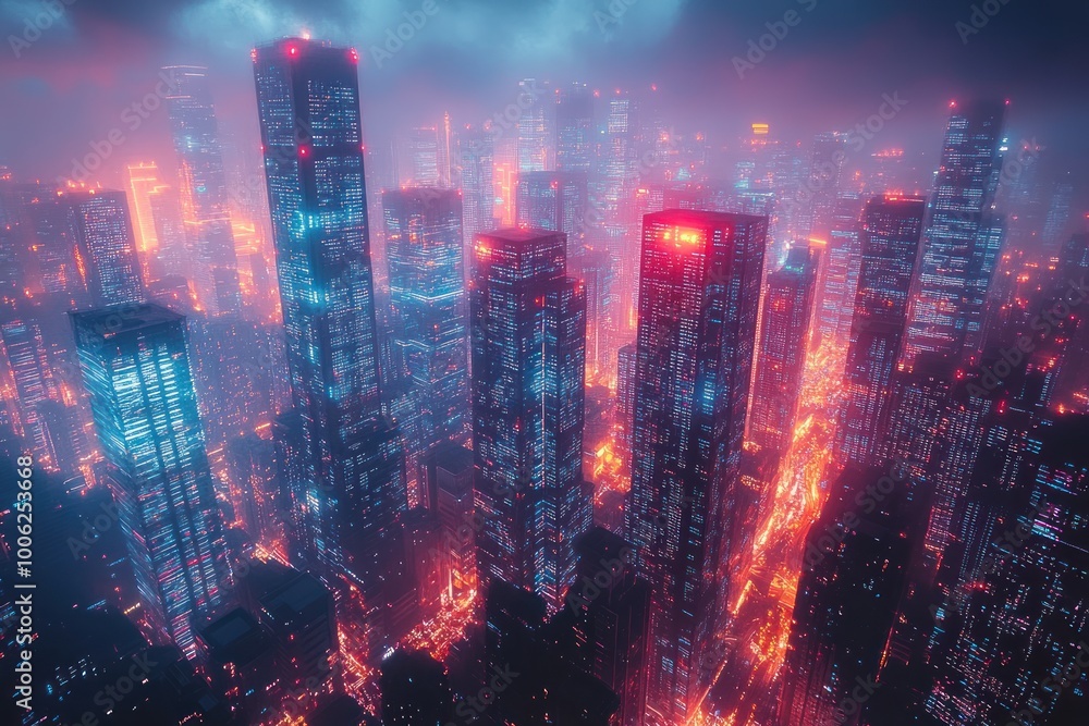 Fototapeta premium Neon Cityscape