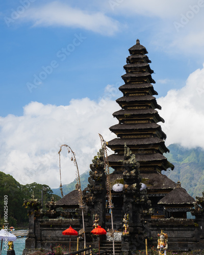 Towering Pura Ulun Danu Batur Temple in Bali photo