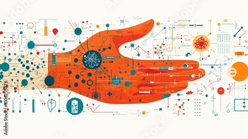 Synced with statistics and icons related to medicine. AI-generated visuals