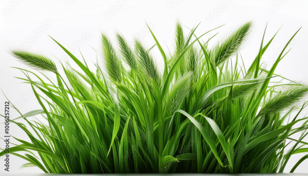Naklejka premium A green grass with a white background