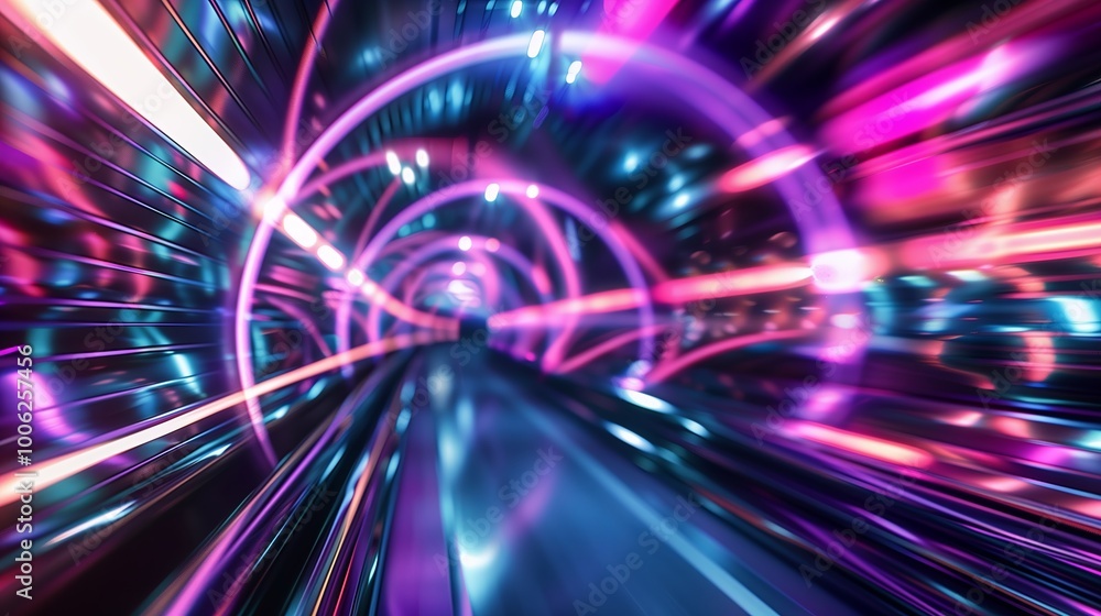 Fototapeta premium Abstract tunnel background, reality transformation, complex algorithms, interconnected network systems